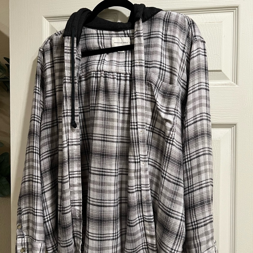 American Eagle Flannel Hoodie